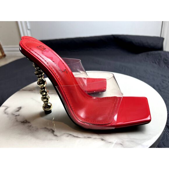 Cape Robbin Metro Red Heels Sandal Chic Cute Sexy Party Summer Casual SZ 6:NWOB - Picture 3 of 12